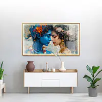 Radha Krishna Romantic Love Serene Vivid LED Framed Wall Art - Master