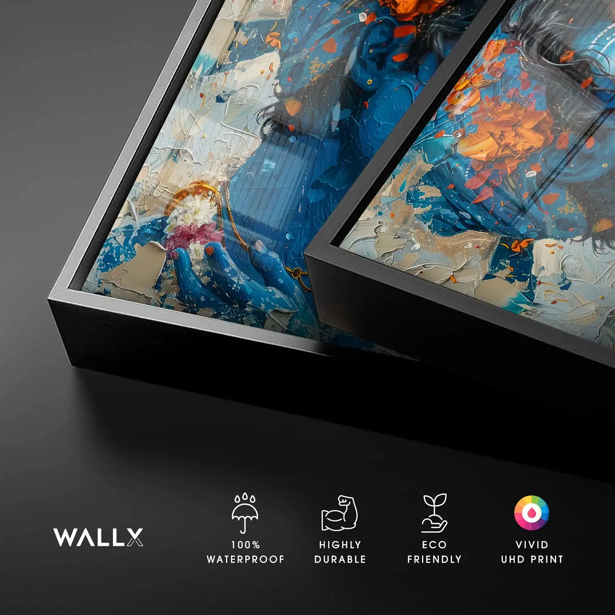 Radha Krishna Romantic Love Serene Vivid LED Framed Wall Art - Master