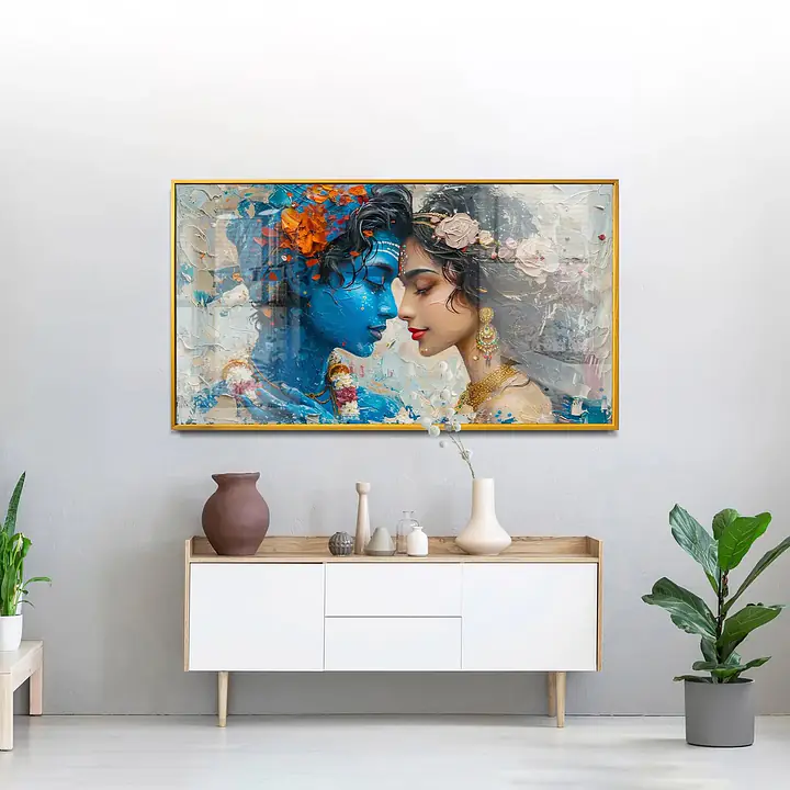 Radha Krishna Romantic Love Serene Vivid LED Framed Wall Art - Master
