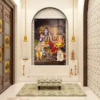 Shiv Parivar Brown Pooja Mandir Vivid Wall Art Acrylic - Master